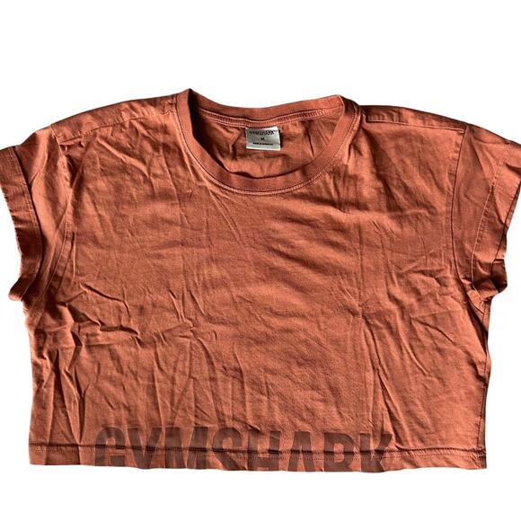 Gym Shark Rust, Short Sleeve, Cropped, Cuffed Sleeves, Graphic T-Shirt-M - Picture 1 of 7